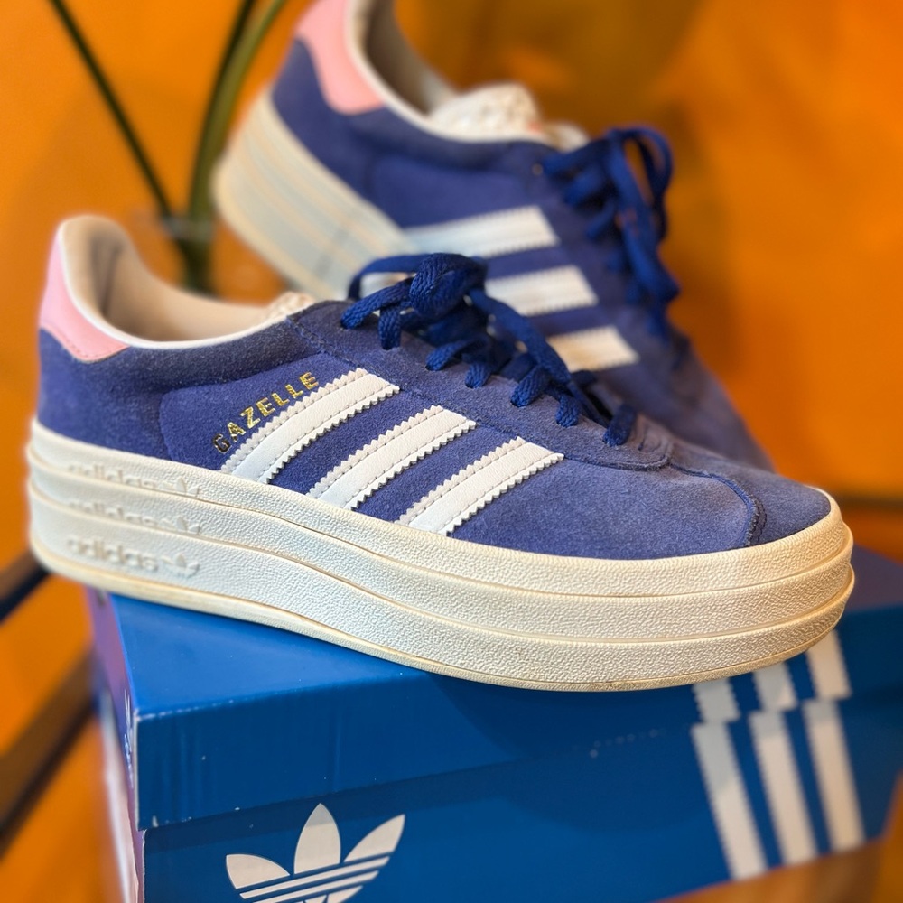 Adidas Blue and Pink Gazelle Bold